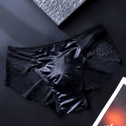 Black French Lace Brief with 3D Contour Pouch — Petals & Lace