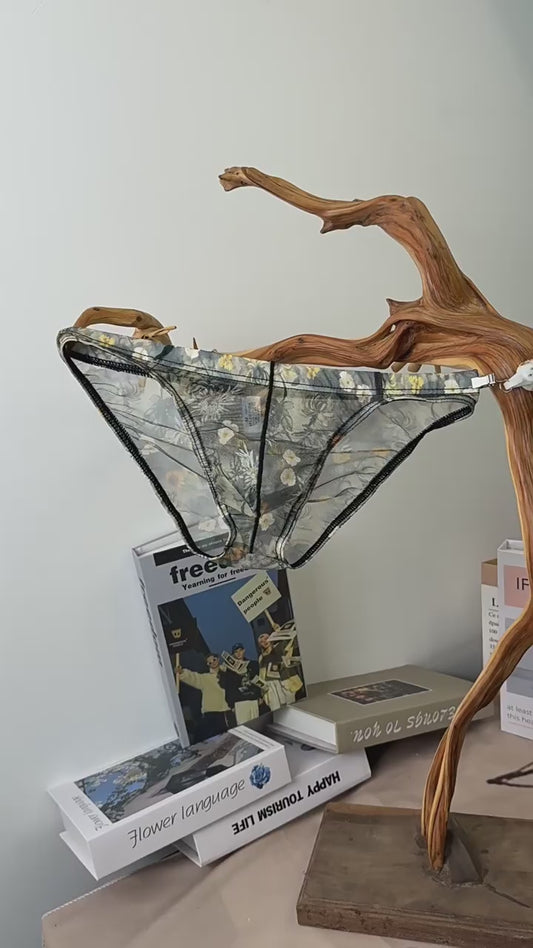 Starry Print Ice-Silk Brief with 3D Contour Pouch — Petals & Lace